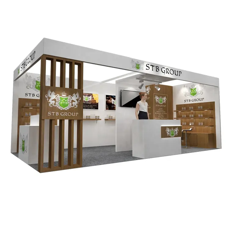 Izexpo 30 Minuten Schnellaufstellung Stand Messe Ausstellung Ausstellungsanzeige individuelles Holz Kosmetikdesign Koisk Ausstellung 10 × 10 Ausstellung