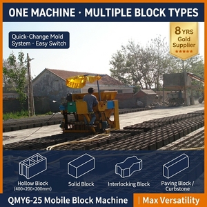 Máquina móvil eléctrica QMY6-25 para fabricar bloques <span class=keywords><strong>de</strong></span> hormigón <span class=keywords><strong>de</strong></span> 6, 8 y 9 pulgadas, máquina móvil para fabricar ladrillos huecos y adoquines entrelazados. - Product Image 2