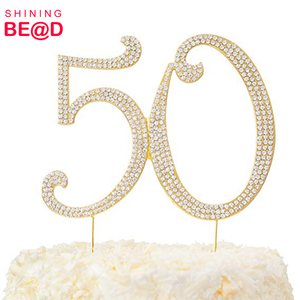 Rhinestone 50 Cake Topper for <strong>50th</strong> <strong>Birthday</strong> /Anniversary Party <strong>Decoration</strong> - Product Image 1