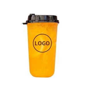 Vasos de Plástico Transparente Personalizables con Logotipo, con Tapa de Domo, para Té con Leche, Boba, con Fondo en Forma de U, Desechables, para Limonada, Jugo, Té y Bebidas - Product Image 1