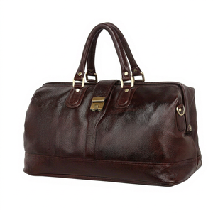 Unisex Fashion Vintage Genuine Leather Duffel Bag Large Capacity 36-55L Zipper Closure Travel Weekender Adjustable Strap Tan - Product Image 1
