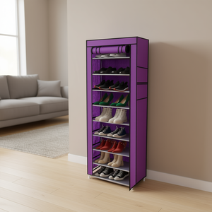 Scarpiera viola a 9 livelli salvaspazio, organizer autoportante dal design moderno per ingresso e soggiorno - Product Image 2