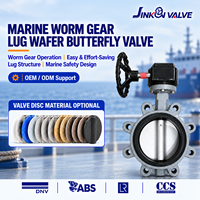 Vanne papillon manuelle à vis sans fin Marine D371X, type à oreilles, en fonte ductile, avec disque en SS304 et siège en EPDM, pour le traitement de l'eau de mer