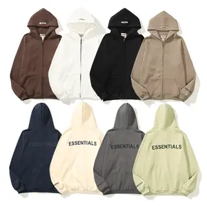 hoodies aesthetic oversized cotton Suppliers-2021 New Fashion Wholesale Custom 100% Cotton Printed Zip Up Cotton Fleece Mens Oversized Streetwear Pullover Hoodies Clothing