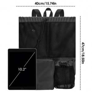 Nueva Mochila de Playa Plegable Personalizada de Malla de Poliéster con Cordón Integrado para Almacenamiento - Product Image 2