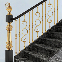 Rampe d'escalier moderne de luxe sur mesure et durable - Rampe d'escalier Meixi en laiton et aluminium, finition or bronze, installation facile, pour villa et hôtel