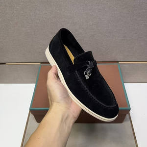 Men's European Style Closed-Toe <b>Half</b> Slippers Suede/Leather Upper PVC Sole Autumn Winter Spring Outdoor <b>Slip</b>-On Loafers Casual - Product Image 5