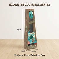 Exquisite Lacquer Art Panda Pattern Acoustic Guitar Oriental Charm Series 4 String Round Hole Chinese Style Ukulele for Gifts
