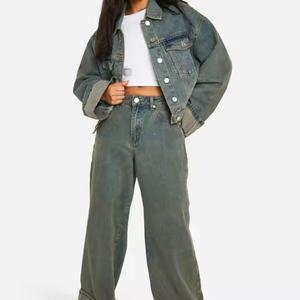 Fabricante de Ropa, Chaquetas de Mezclilla de Alta Calidad, Estilo Hip Hop Urbano, Chaqueta de Mezclilla Corta Deslavada al Ácido, Estilo Vintage para Mujer - Product Image 3