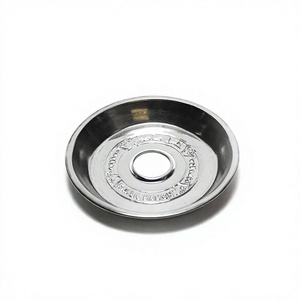 Accessoires authentiques pour chicha Khalil Maamoon faits à la main - Petit plateau à charbon de rechange en métal estampé (Chrome Argenté) - Product Image 1