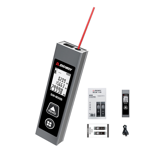 SNDWAY 30m 98ft Laser Distance Measure Super Mini Laser Tape Distance Meter