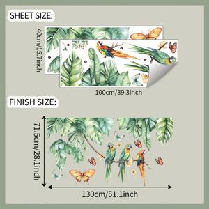 Autocollant mural pour enfants avec des fleurs colorées et des feuilles vertes, des animaux de dessin animé, décoration de la maison pour le salon et la chambre à coucher - Product Image 2