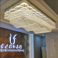 Grand projet Lustre en cristal Grande salle Plafonniers LED Plafond carré pour hall d'hôtel Intérieur Acrylique Or Verre 30 90 1PCS