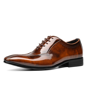 Zapatos de cuero para hombre de alta calidad, de piel de vaca, con punta abierta, adornados con perlas, con cordones y patchwork, zapatos de boda de cuero genuino para hombre. - Product Image 6