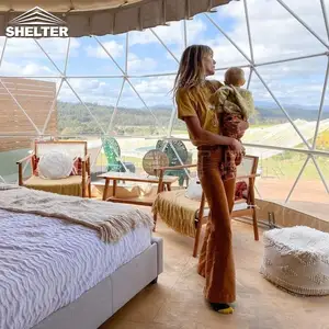 Tenda camping ao ar livre geodomes tendas glamping tenda quente com jack fogão