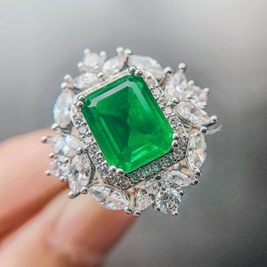 Intricate Eco-friendly Copper Vintage Emerald Green Zircon Earings and Necklace <b>Ring</b> <b>Set</b> Retro Flower Jewelry <b>Set</b> for <b>Women</b> - Product Image 5