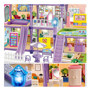 Mini maison de poupée en briques de plastique, modèle de cuisine, meubles décoratifs, ensemble cadeau pour enfants, DIY - Product Image 3