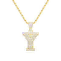 Collier Hip-hop unisexe en moissanite incrusté d'argent, pendentif personnalisé avec 26 lettres anglaises, chaîne de clavicule de 22,5g