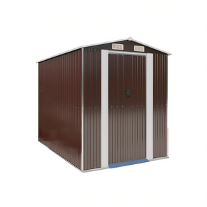Caseta de jardín de acero galvanizado marrón oscuro de 75.6x107.9x87.8 pulgadas para almacenamiento - Product Image 1