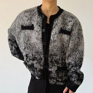 Pull en <span class=keywords><strong>mohair</strong></span> 100% pour homme, cardigan à dégradé <span class=keywords><strong>de</strong></span> couleurs, style rétro décontracté pour homme, pull en tricot pour homme, ODM&OEM, tricotage - Product Image 1