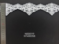 Dentelle Rétro Élégante Broderie Florale Vintage en Tissu, Bordure en Dentelle à Volants Triangulaires, Non Extensible, Dentelle Nette Étroite