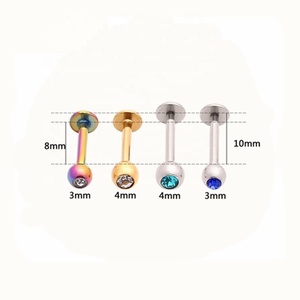 <span class=keywords><strong>Piercing</strong></span> para los labios, joyería <span class=keywords><strong>de</strong></span> cristal, labret, acero inoxidable, <span class=keywords><strong>piercing</strong></span> para el cuerpo, tragus - Product Image 2