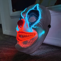 Vente en gros de masque de fête à fil EL lumineux au néon Costume de clown fantaisie Joker pour Halloween Pennywise éclairage clignotant