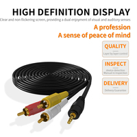 TRRS estéreo de 3,5mm a 3RCA un par de tres cabezales de loto amplificador de video caja de sonido Cable de conexión AV en tres cables audiovisuales