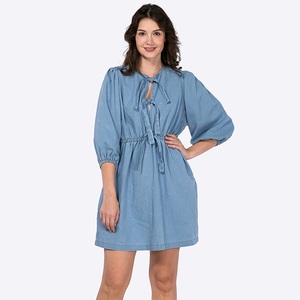 Robe d'été décontractée en denim imprimée personnalisée pour femmes, fabricant pour femmes - Product Image 1