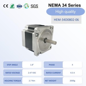 Motore Passo-Passo Ibrido <span class=keywords><strong>Nema</strong></span> 34 a 4 Fasi, Diametro 86mm, 2.47V DC, 4.5A, Alta Coppia, Certificato ROHS per Macchine CNC - Product Image 1