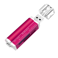 Lector de Tarjetas D2418 SY-662, Lector de Tarjetas de Aluminio Todo en Uno, Adaptador de Lector de Tarjetas de Memoria USB para Micro SD MMC SDHC TF M2