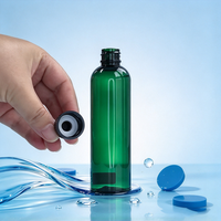 Bouteilles rondes en plastique vert Bullet Cosmo 120 ml, flacons d'huile à étiquette privée, distributeurs à bec verseur Yorker