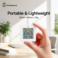 Medidor Digital de Formaldehído ZenMeasure, Detector de Formaldehído, Pantalla de Temperatura y Humedad, Material ABS, 1 Año de Garantía para Apartamentos