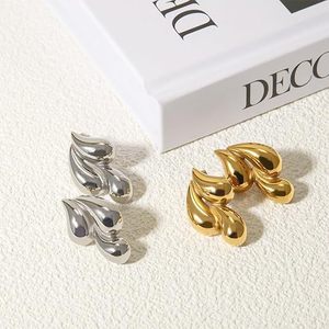 ต่างหูทรงหยดน้ำ Xiyin ทองสแตนเลสสตีล เรียบหรู แฟชั่นสำหรับผู้หญิง - Product Image 4