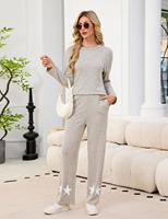 Blooming Jelly Ensemble pyjama d'automne pour femme, imprimé étoiles, manches longues, au-dessus du genou, 2 pièces avec poches, coupe régulière