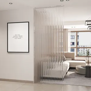 Tabique de cristal templado para puerta de seguridad, decoración artística, ultradelgada, color blanco, para sala de estar y entrada