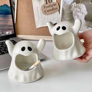 Ghost Ceramic Ashtray White Creative Design For Home Dorm Gift - Product Image 2