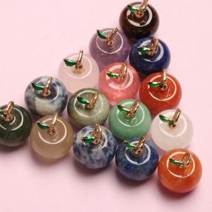 Ingrosso cristallo naturale guarigione pietre preziose sciolte forma di mela <span class=keywords><strong>ametista</strong></span> quarzo rosa Lapis agata turchese ciondolo gioielli da te - Product Image 3