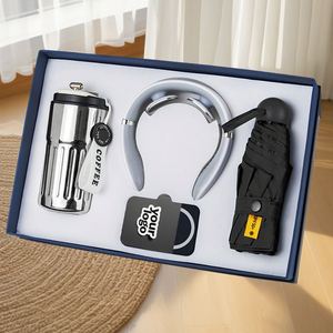 Promotional Coffee Cup+Umbrella+Neck+Power Bank+Massage Equipment Four in One Logo Business Mobile Power <b>Gift</b> <b>Set</b> - Product Image 3
