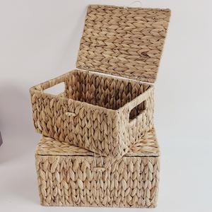 Cesta de Almacenamiento Tejida Bobai, Rectangular, de Jacinto de Agua, Organizador de Ropa, Caja de Almacenamiento Tipo Cajón para Escritorio, Juego de 6 - Product Image 1