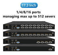 Commutateur KVM à écran tactile à haute luminosité 1s, espace rack 1U avec 4/8/16 ports série