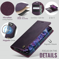 CaseMe Portefeuille de luxe pour iPhone Série 14 Housse de protection en cuir PU pour cartes et billets amovibles