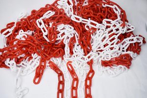 שרשרת שרשרת פלסטיק לבנה אדומה, שרשרת מחסום 25 x6mm עבור בקרת הקהל, שרשרת התראה גבוהה ראות גבוהה - Product Image 6