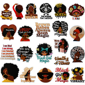 Patch de Tecido Bordado '<span class=keywords><strong>Black</strong></span> Girl Magic' e 'Today Worth Patching', Logotipo Bordado por Computador 'Beautiful Queen' para Decoração de Roupas - Product Image 1