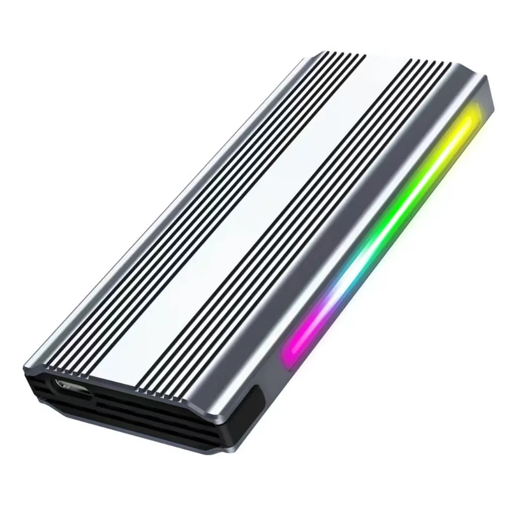 Aluminium M2 SSD Festplattengehäuse HDD Gehäuse NVME SSD Gehäuse Typ C USB3.1 TO NVME M2 HÜBLUNG RGB Licht M.2 Gehäuse