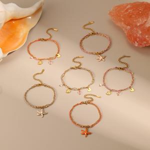 トレンディなシェリーアニバーサリーバケーションビーチDIYヒトデコンクハートペンダントチャームブレスレット18Kゴールドステンレススチール防水 - Product Image 2