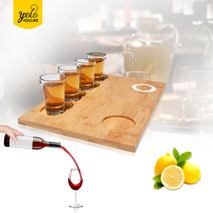 Plateau de garniture en bambou Youlike 6 verre à lime Soda avec support en bois avec planche à craie vin whisky - Product Image 5