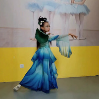 Robe de danse pour filles Zui Qingbo, style dégradé, jupe ample, manches longues, en nylon, nouveau modèle pour la danse classique