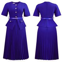 Robe plissée élégante et tendance pour femmes de bureau, style ethnique africain, manches trois-quarts, tailles S-3XL