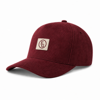 Casquettes de baseball unisexe sur mesure, profil haut, avec étiquette tissée couleur crème bordeaux, faible MOQ
